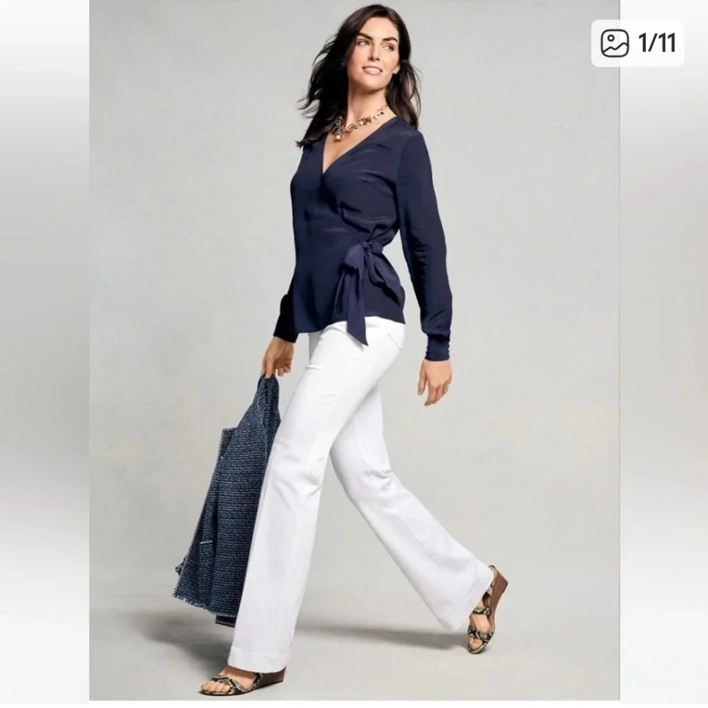 Talbots Flawless High Waist Flared White Jeans Size 10